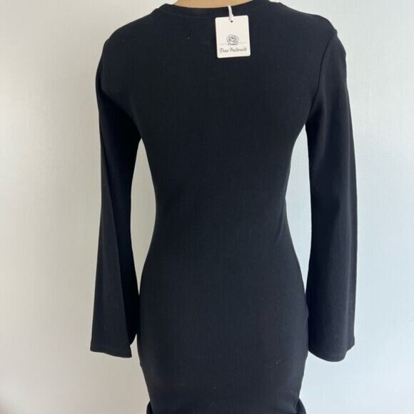 Brand New Rose Maternite Women’s XXS Black Long Bell Sleeve Dress Goth Pregnancy - Picture 11 of 14